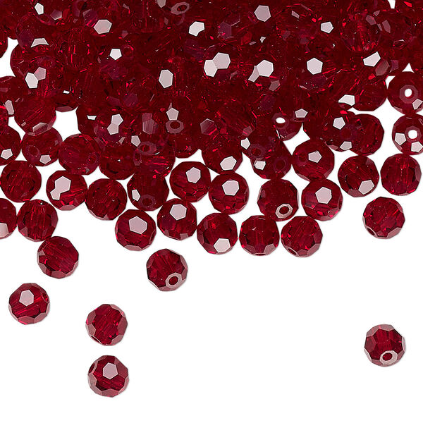 Bead 144pk Siam, Preciosa Czech crystal 4mm round image number 0