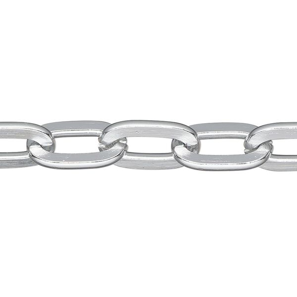 Chain, anodized aluminum, silver, 9mm flat cable. Sold per pkg of 5 feet. image number 0