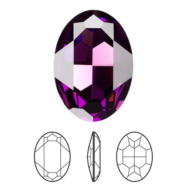 Fancy stone 1pk amethyst foil back, Crystal Passions® 30x22mm oval 4127 image number 0