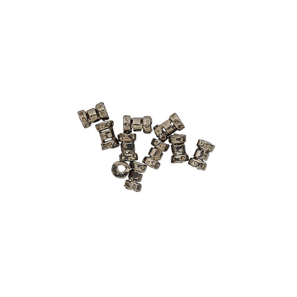 Crimp, gunmetal-plated brass, 4x2.5mm tube, 1mm inside diameter. Sold per pkg of 10. image number 0