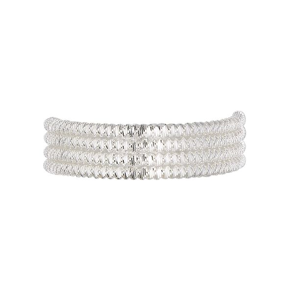 French wire, silver-plated copper, 2mm fancy spiral. Sold per approximately 13-1/2 to 15 inch strand. image number 0