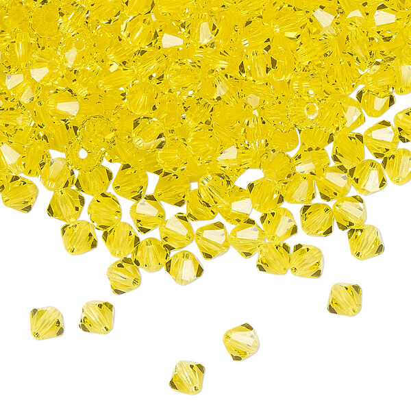 Bead 144pk citrine, Preciosa Czech crystal 4mm bicone image number 0