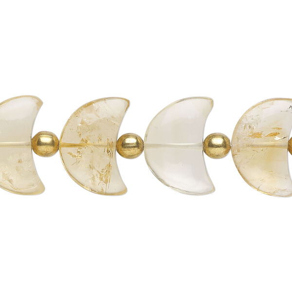 Citrine 1pkg16, hand-cut half moon bead 15x10mm image number 0