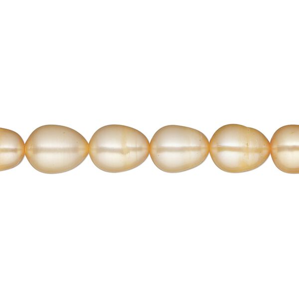 Pearl, cultured freshwater (dyed), golden wheat, 5-6mm rice, D- grade, Mohs hardness 2-1/2 to 4. Sold per 15-inch strand. image number 0