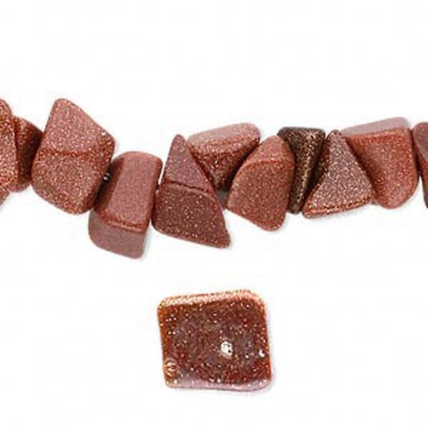 Bead, brown goldstone (glass) (man-made), small to medium chip. Sold per 16-inch strand. image number 0