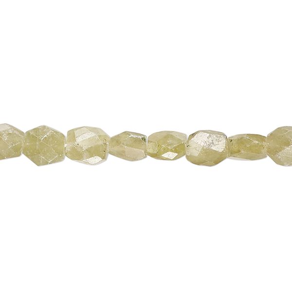 Vesuvianite 1pkg1, hand-cut faceted puffed oval bead natural 15 inch 6x4mm-7x6mm image number 0