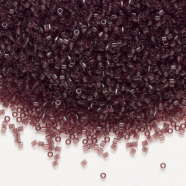 Seed bead, Delica®, glass, pkg/50g, #15 round, transparent dark smoky amethyst (DBS-1104). image number 0
