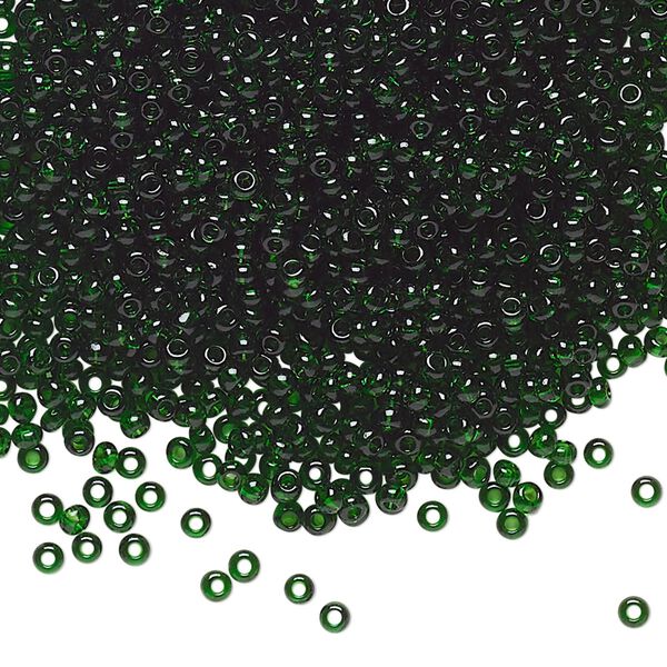 Seed bead, Preciosa Ornela Czech glass, pkg/50g, #11 rocaille, transparent medium green, (50060). image number 0