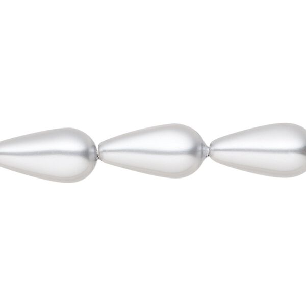 Pearl 10pk light grey, Preciosa Czech crystal 15x8mm pear image number 0
