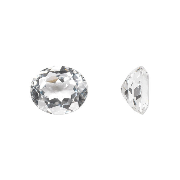 White topaz 1pkg1, hand-cut faceted oval gem natural A grade, 12x10mm image number 0