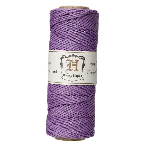 Cord, Hemptique®, polished hemp, purple, 1mm diameter, 20-pound test. Sold per 205-foot spool. image number 0