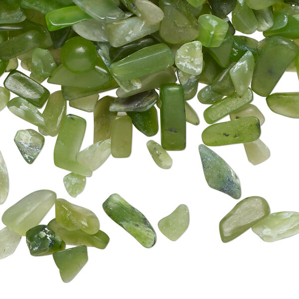 Nephrite jade 1pkg1, undrilled tumbled polished inlay chip natural 1 lb mini image number 0