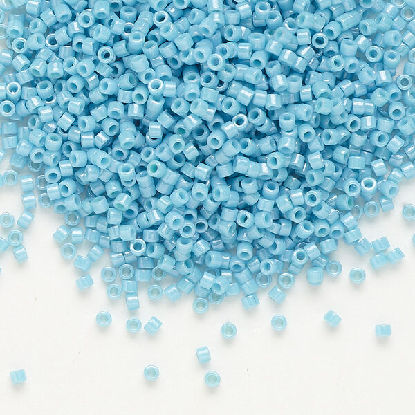 Seed bead, Delica®, glass, pkg/250g, #11 round, opaque glazed luster turquoise blue (DB-0218). image number 0