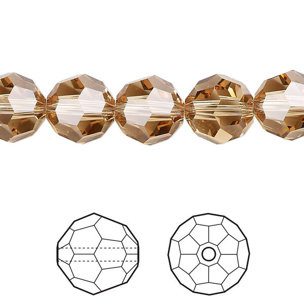 Bead 24pk light Colorado topaz, Crystal Passions® 10mm round 5000 image number 0