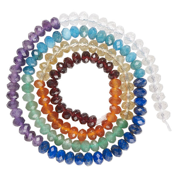 Multi-gemstone 1pkg1, faceted rondelle bead 15.5-16 inch 4x2.5mm image number 0