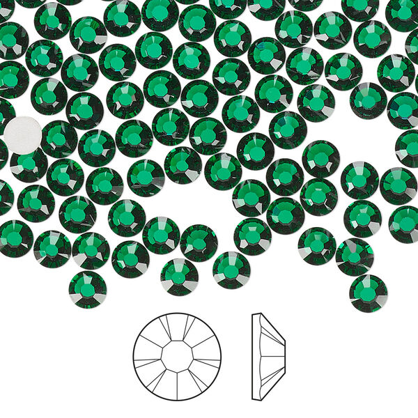 Flat back 144pk emerald foil back, Preciosa MAXIMA Czech crystal rhinestone 3.8-4mm chaton rose round SS16 image number 0
