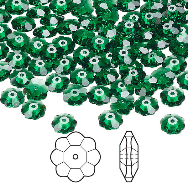 Margarita flower 144pk majestic green, Crystal Passions® 6mm 3700 image number 0