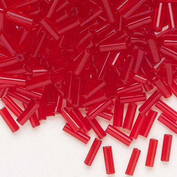 Bead, Preciosa Ornela Czech glass, bugle bead, pkg/500g, 1/4 inch, transparent red, (90070). image number 0