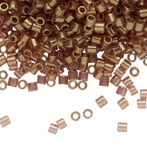 Seed bead, Delica®, glass, pkg/250g, #8 round, translucent gold luster light topaz (DBL-0115). image number 0