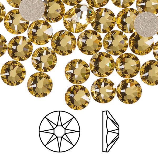 Flat back 1pkg144 dark jonquil foil back, Swarovski® ReCreated™ 7.07-7.27mm rose round SS34 2088 image number 0