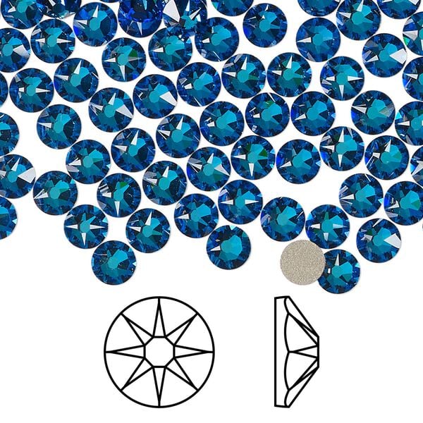 Flat back 144pk crystal Bermuda blue foil back, Crystal Passions® 4.6-4.8mm rose round SS20 2088 image number 0
