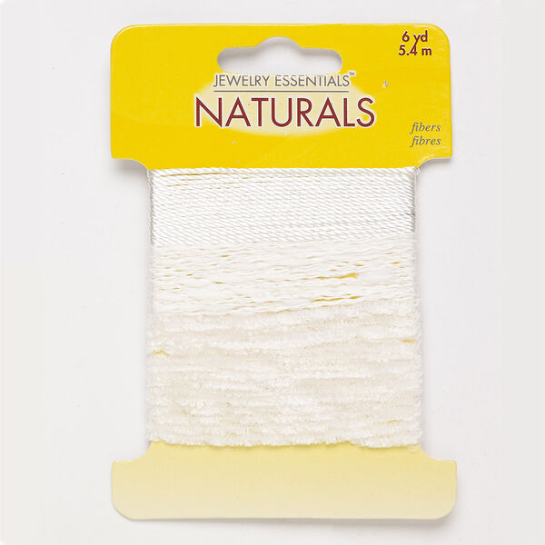 Cord, fabric, white, 0.5mm twisted loop / 0.5mm twisted / 1mm twisted. Sold per pkg of (3) 2-yard sections. image number 0