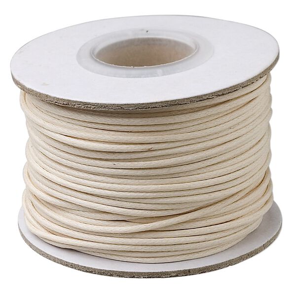 Cord, waxed cotton, ivory, 1mm round. Sold per 1,000-yard spool. image number 0