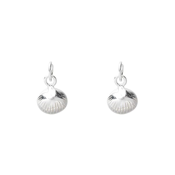 Charm, sterling silver, 7mm shell. Sold per pkg of 2. image number 0