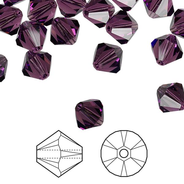 Bead 288pk amethyst, Swarovski® 8mm XILION bicone 5328 image number 0