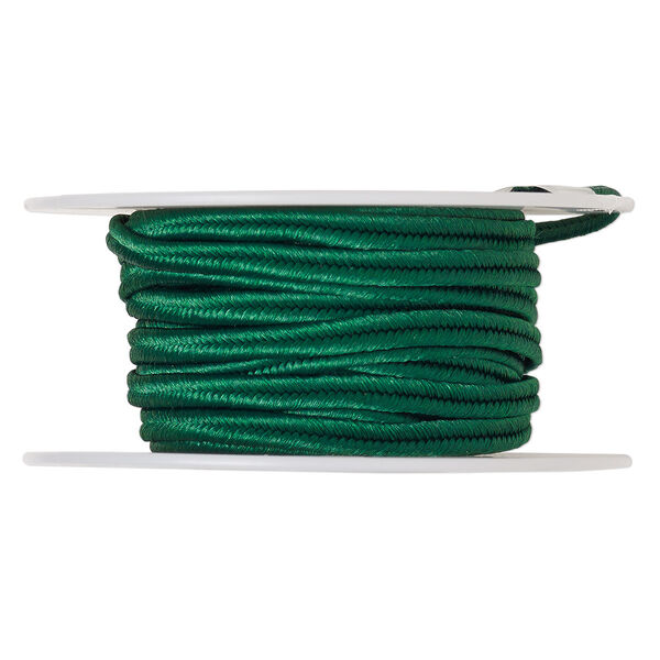Cord, soutache, polyester, kelly green, 3.5mm wide. Sold per 6-yard spool. image number 0