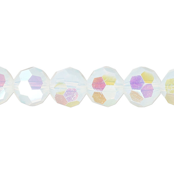 Bead 1pk 32 facets clear translucent frosted AB, Celestial Crystal® 10mm round 15.5-16 inch image number 0