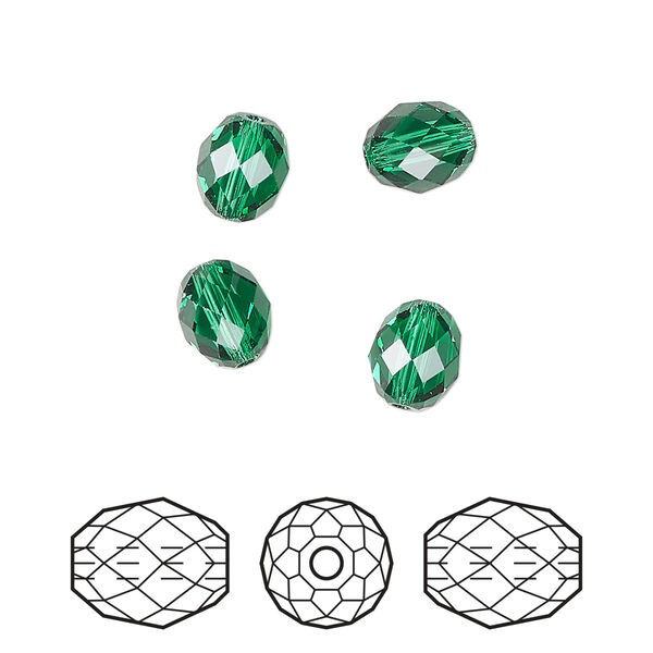 Bead 288pk majestic green, Swarovski® 7x6mm olive briolette 5044 image number 0
