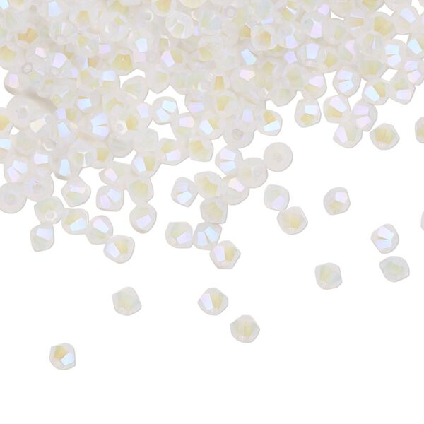 Bead 144pk white opal shimmer 2X, Crystal Passions® 3mm bicone 5328 image number 0