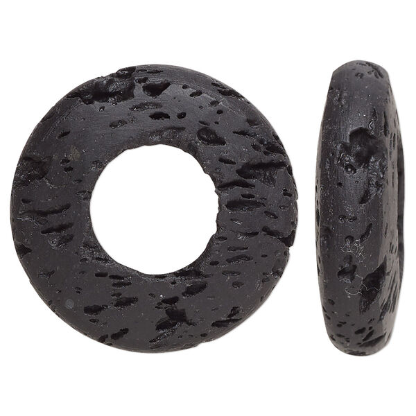 Lava rock 1pkg2, undrilled donut focal 30mm image number 0