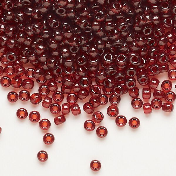 Seed bead, Miyuki, glass, pkg/250g, #8 rocaille, translucent gold luster garnet red (RR-304). image number 0