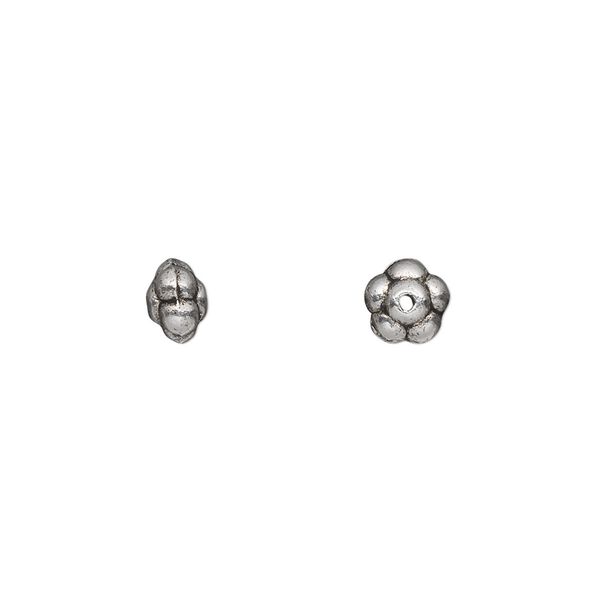 Bead, antique silver-plated "pewter" (zinc-based alloy), 6x4mm double-sided scalloped rondelle. Sold per pkg of 50. image number 0