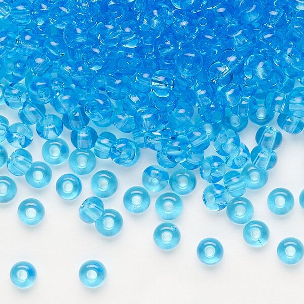 Seed bead, Preciosa Ornela, glass, transparent aquamarine, #6 rocaille. Sold per 500-gram pkg. image number 0