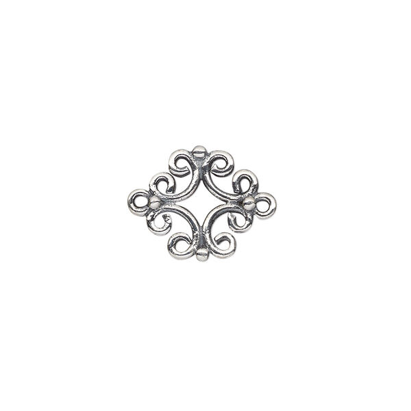 Link, antiqued sterling silver, 12.5x12mm fancy diamond. Sold individually. image number 0