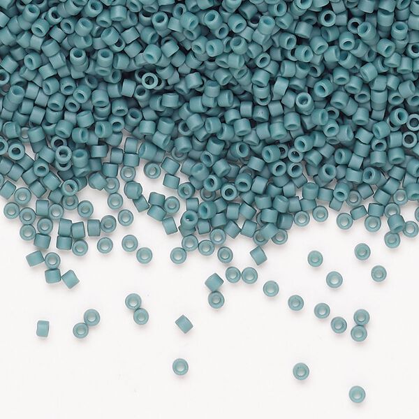 Seed bead, Miyuki Delica®, glass, pkg/250g, #11 round, opaque matte glazed luster emerald green. image number 0