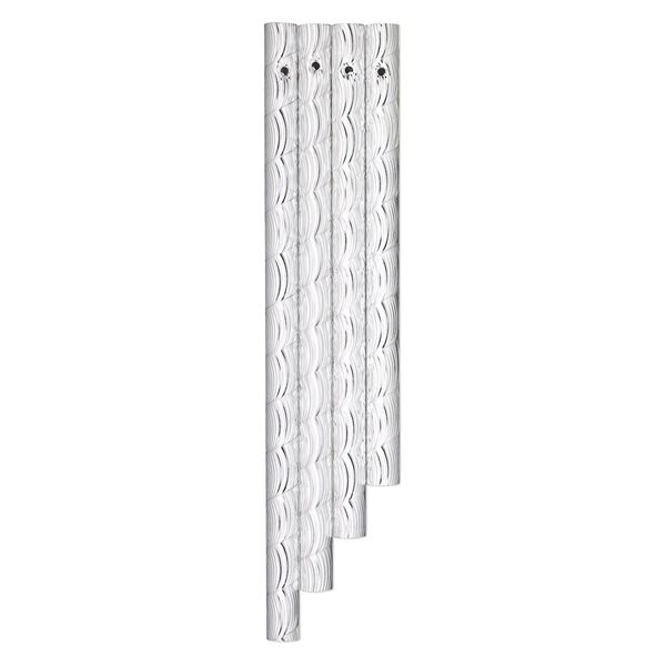 Wind chime component, aluminum, 7 x 1/2 to 9-7/16 x 1/2 inch graduated hollow spiral etched tube with 2.5mm beveled hole. Sold per 4-piece set. image number 0