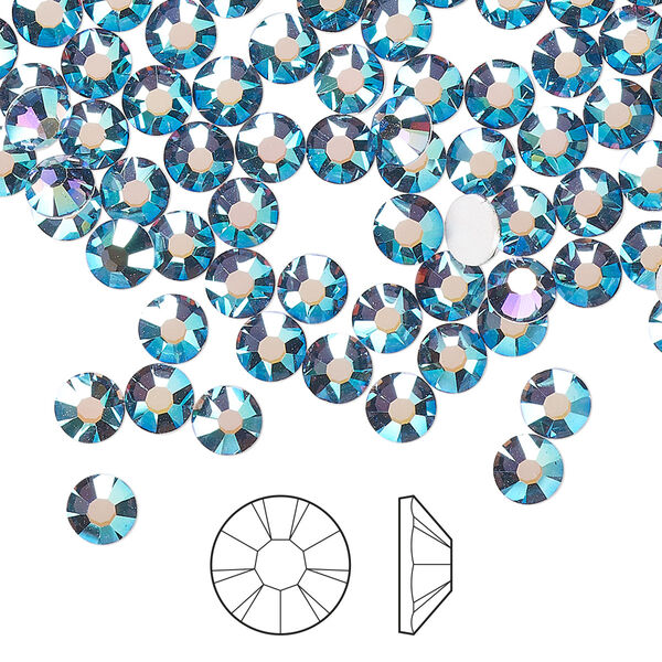 Flat back 1440pk denim blue AB foil back, Preciosa MAXIMA Czech crystal rhinestone 4.6-4.8mm chaton rose round SS20 image number 0