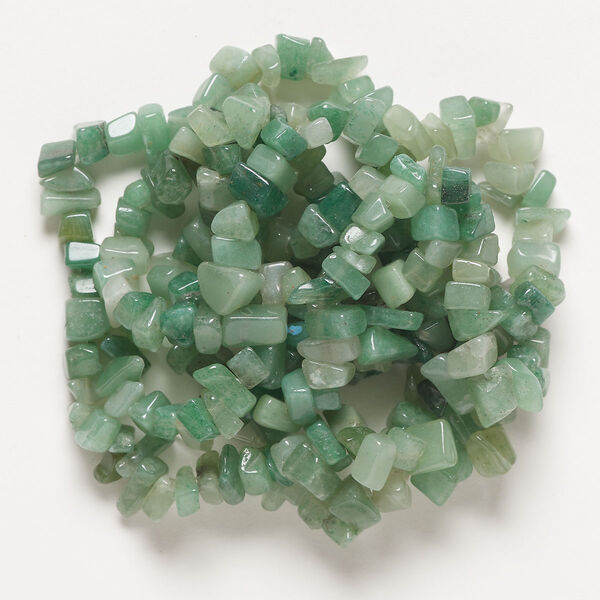 Bead, green aventurine (natural), light to medium, small to large chip, C grade, Mohs hardness 3. Sold per 32-inch strand. image number 0