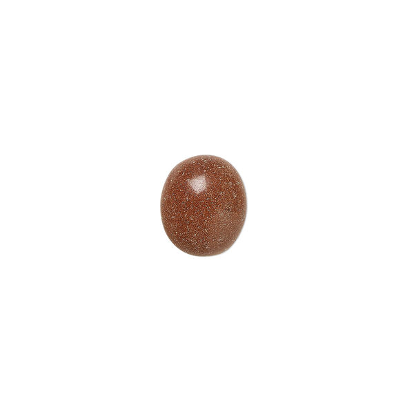 Cabochon, brown goldstone (glass) (man-made), 10x8mm calibrated oval. Sold per pkg of 6. image number 0