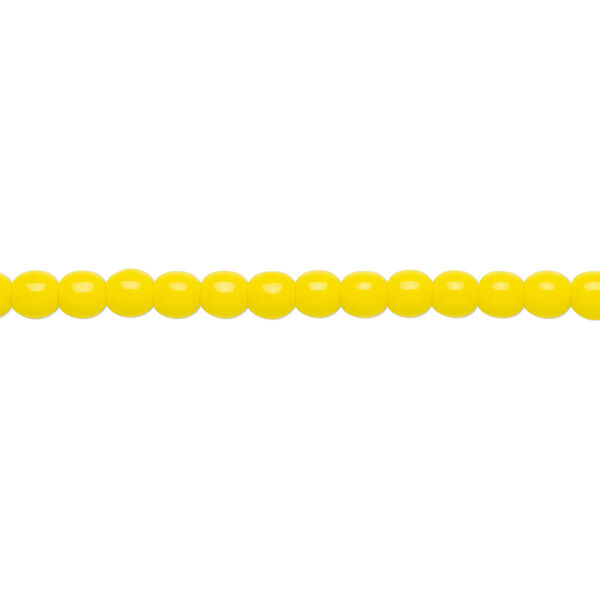 Bead, Czech glass druk, opaque yellow, 4mm round. Sold per 15-1/2" to 16" strand. image number 0