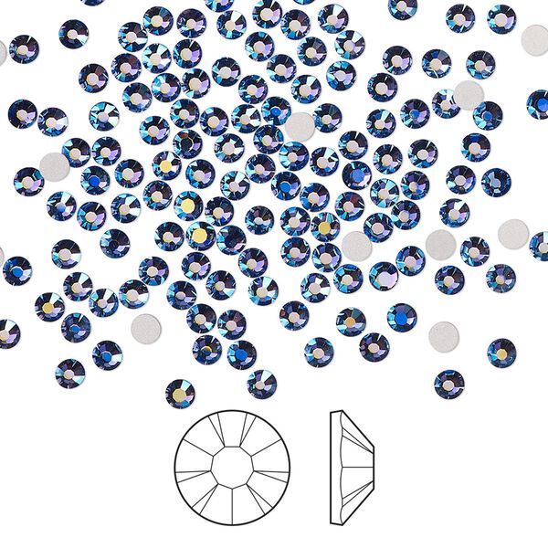 Flat back 144pk blue violet AB foil back, Preciosa MAXIMA Czech crystal rhinestone 2.3-2.5mm chaton rose round SS8 image number 0