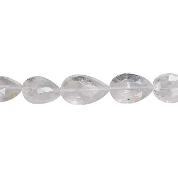Rainbow moonstone 1pkg1, hand-cut flat faceted teardrop bead natural 15.5-16 inch 9x7mm image number 0