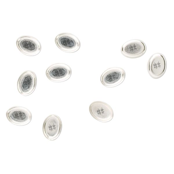 Bezel cup, sterling silver, solid back, 7x5mm oval. Sold per pkg of 10. image number 0