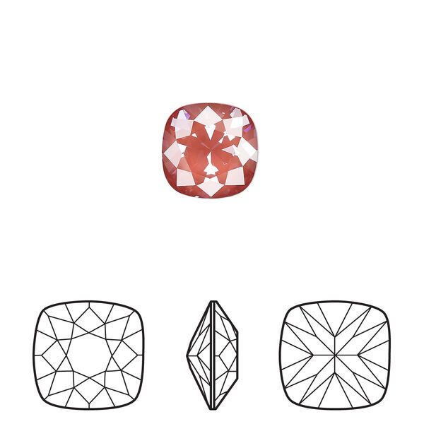 Fancy stone 2pk crystal maroon ignite, Crystal Passions® 10mm cushion 4470 image number 0