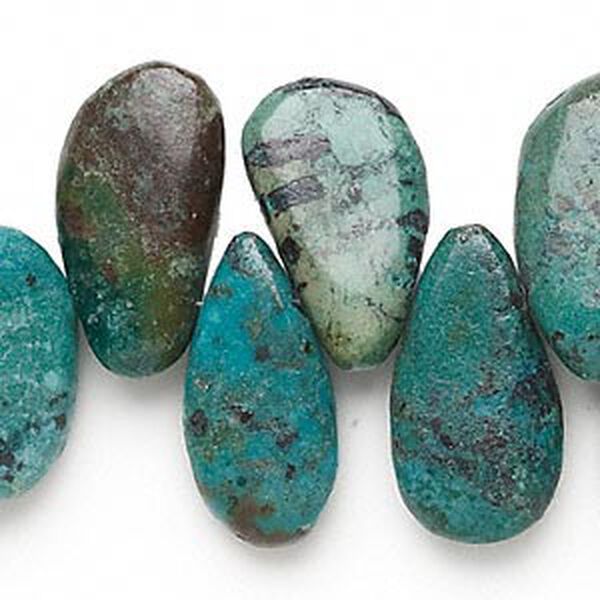 Turquoise 1pkg1, top-drilled puffed teardrop bead 14 inch graduated 20x12mm-30x15mm image number 0