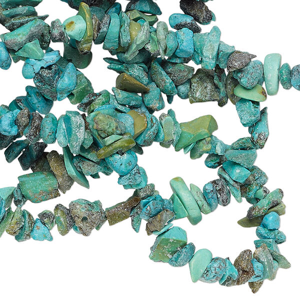 Bead, turquoise (dyed / waxed), mini chip, Mohs hardness 5 to 6. Sold per 33-inch strand. image number 0
